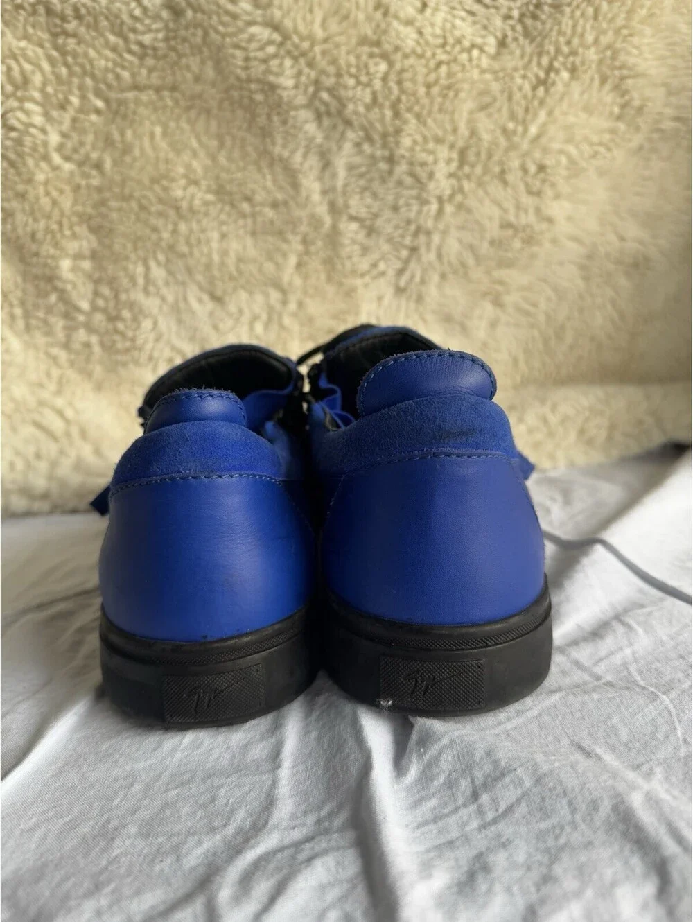 Giuseppe Zanotti Blue Leather Frankie Low Top Sneakers Size 43.5